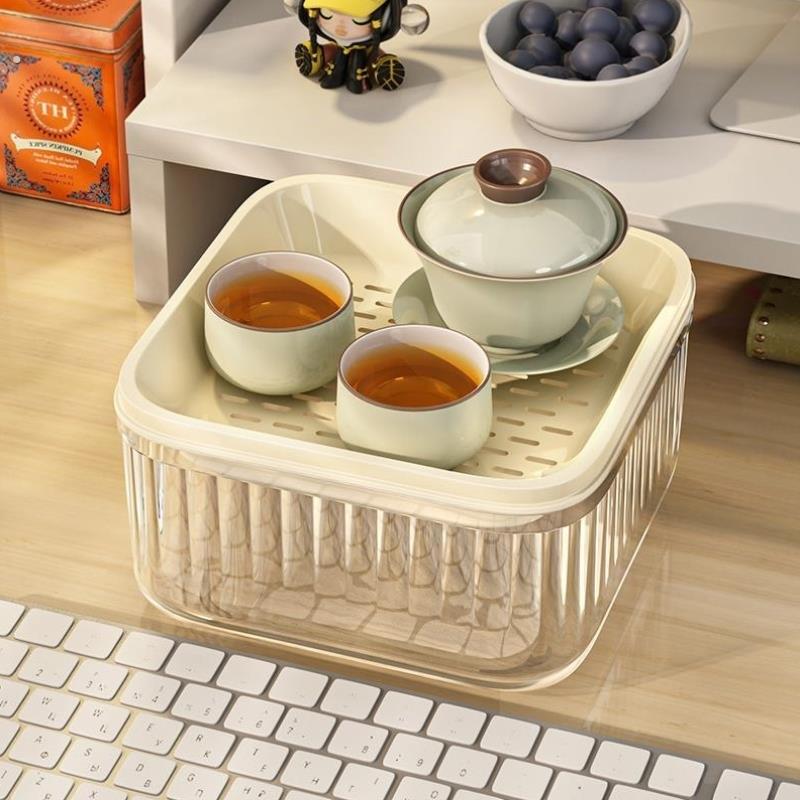 工位一人茶盘小茶具办公室泡茶神器过滤桶小型沥水年轻人的茶托盘