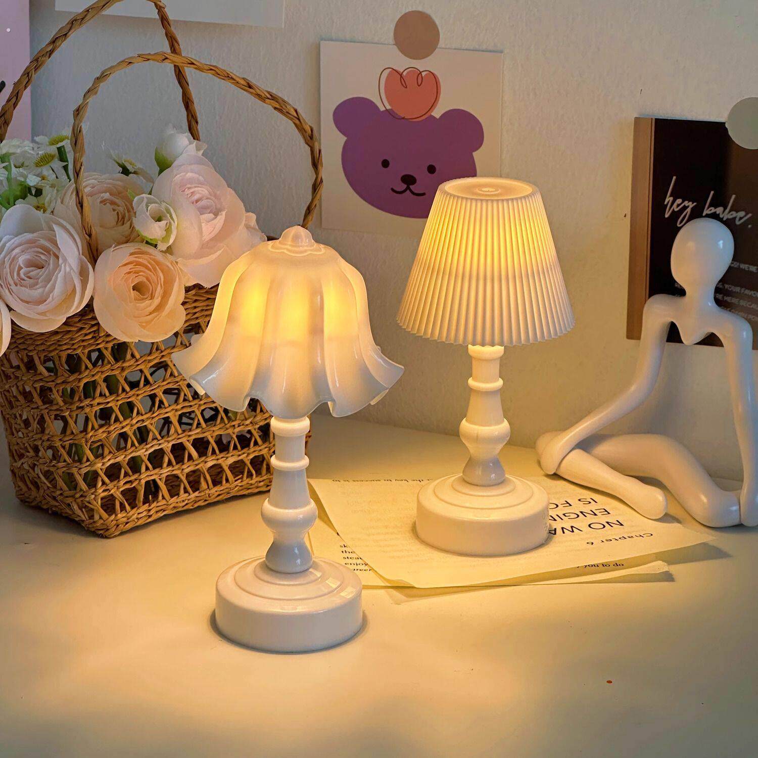 创意复古小台灯不插电法式轻奢简约床头睡眠灯学生宿舍桌面小台灯