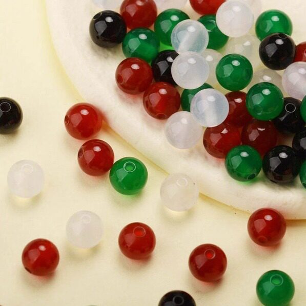 天然黑红黄绿玛瑙散珠 手工串珠手串材料手链珠子配饰diy饰品配件