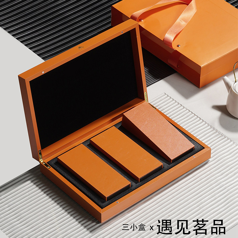 高茶叶包装烤漆面白茶木盒一两三小盒岩茶肉桂大红袍