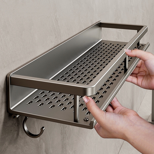 浴室置物架卫生间免打孔壁挂式毛巾架厕所洗漱台洗澡间墙上收纳架
