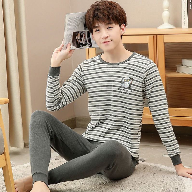 青少年纯棉内衣套装男童中大童秋衣秋裤薄款初中生学生秋冬季保暖
