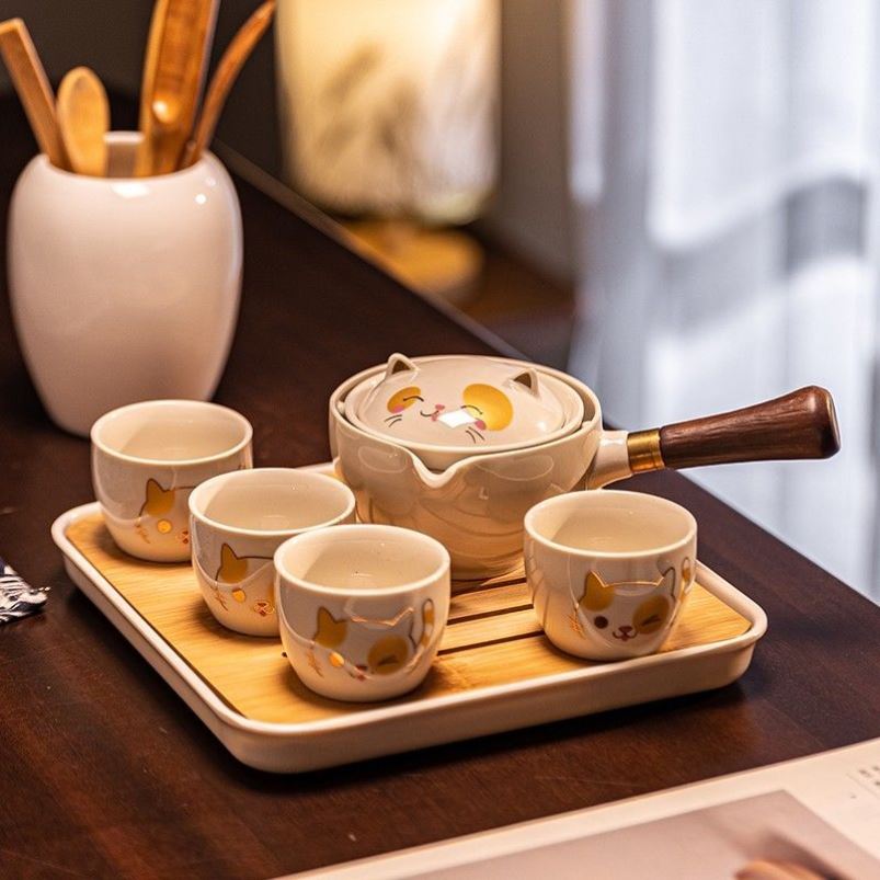 功夫茶具套装便携旅行快客杯家用懒人泡茶杯神器逍遥自动旋转茶壶