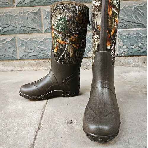 雨鞋男高筒迷彩牛博朗雨靴防滑厚底露营水鞋钓鱼鞋户外深林靴