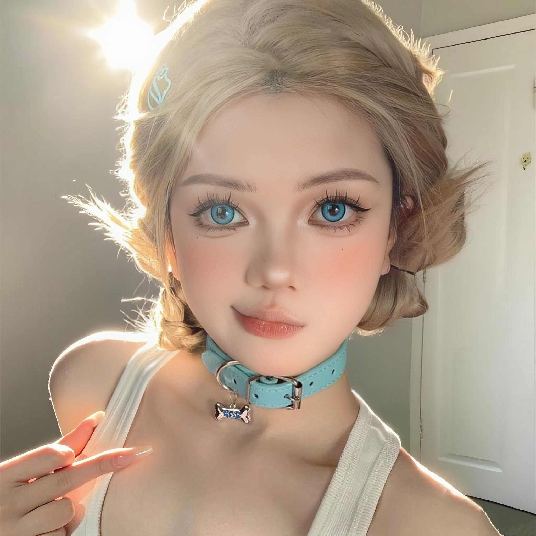 y2k小狗骨头亚文化辣妹款牵引绳甜酷皮质choker项链项圈