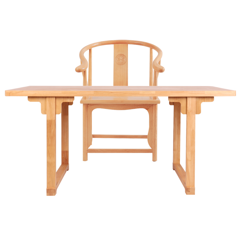 新中式画案茶桌椅中式书桌餐桌办公桌实木K原木色茶楼家具功夫茶