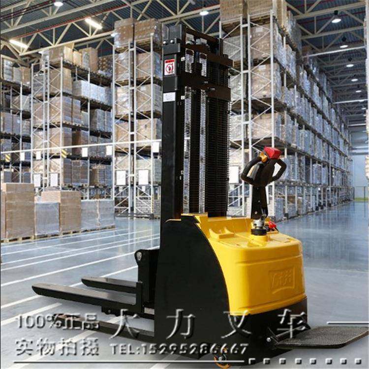 大力叉车1吨2吨全电动升高叉车站驾堆高车液压全自动升降叉车