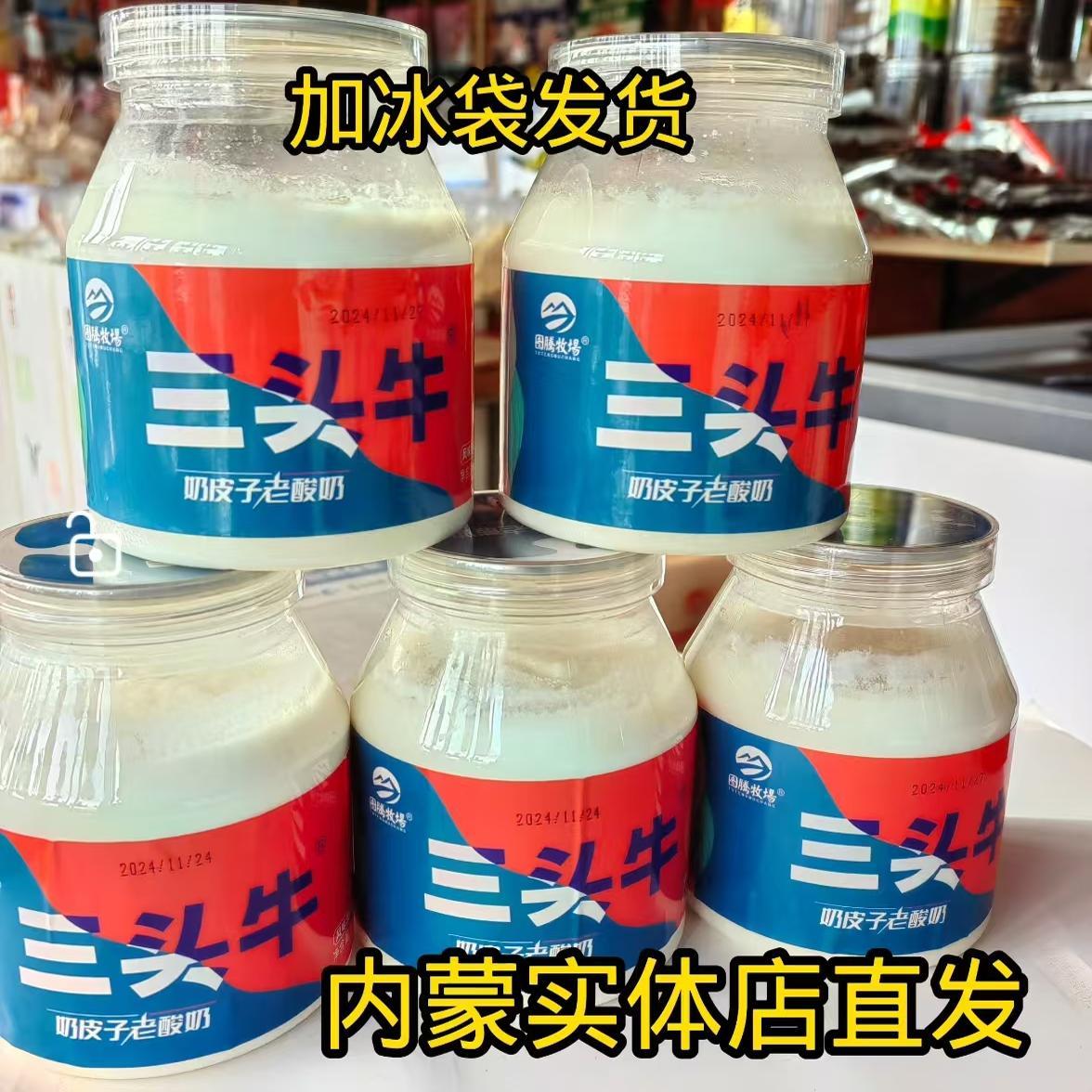 图腾牧场三头牛奶皮子老酸奶无蔗糖酸奶508g 内蒙特产奶皮子酸奶