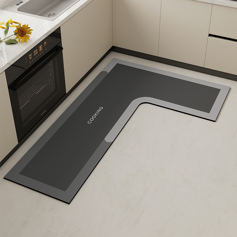 高级感厨房地垫硅藻泥吸水软垫L形吸油防滑可擦免洗防油耐脏地毯