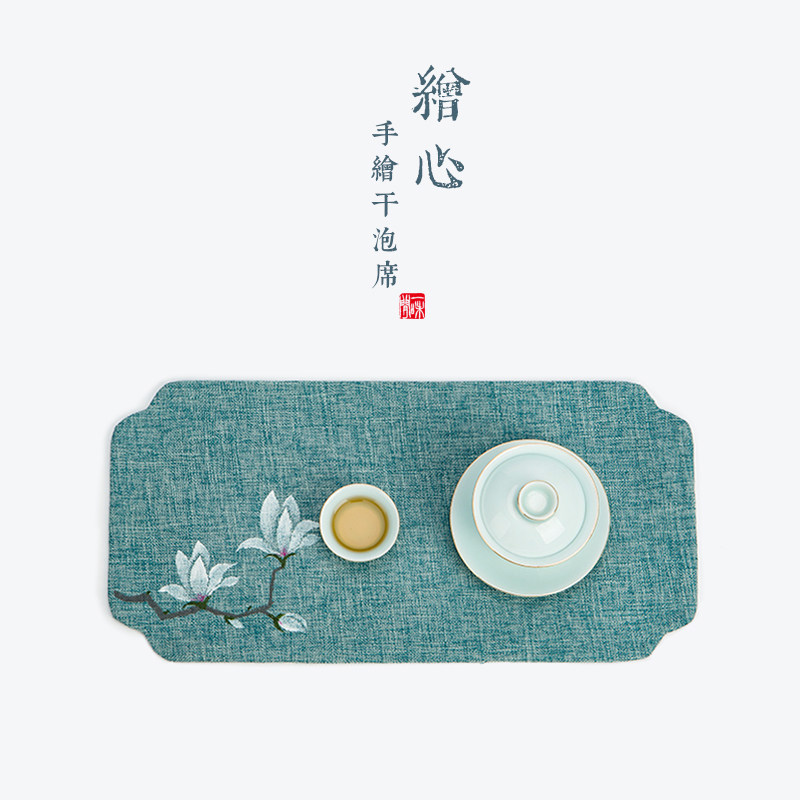 吉佰家茶盘垫茶席防水小号茶布垫子干泡茶台手绘茶垫布茶杯垫布艺