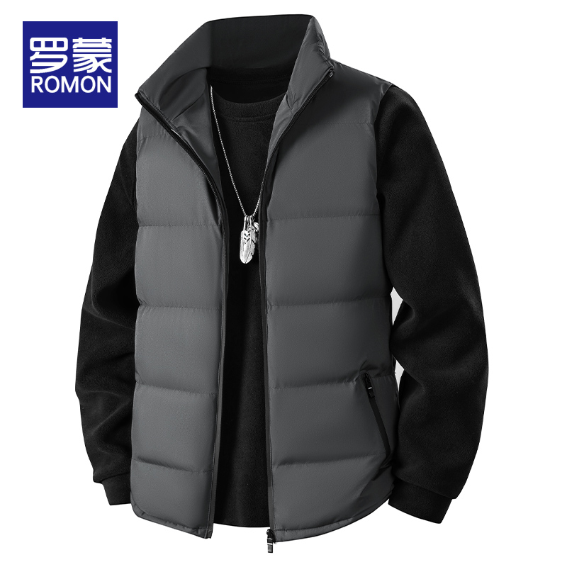 罗蒙男士马甲秋冬季立领加厚背心