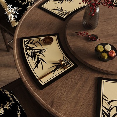 圆桌扇形餐垫免洗j隔热餐具垫中式皮革茶几垫防烫垫防水防油餐桌