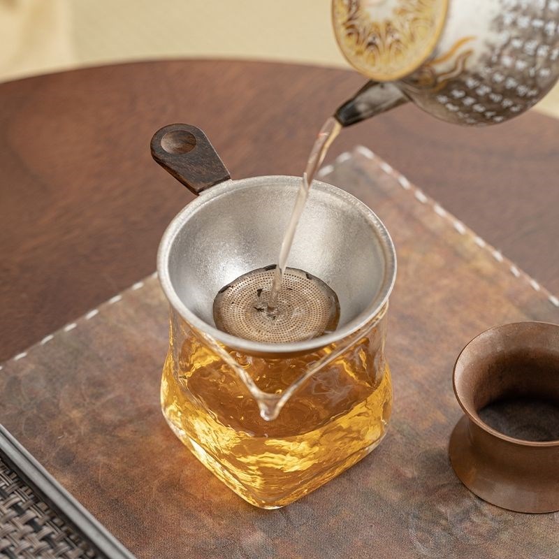 高端纯钛茶漏茶滤家用木柄茶隔滤A茶器茶叶过滤网功夫茶具茶道配