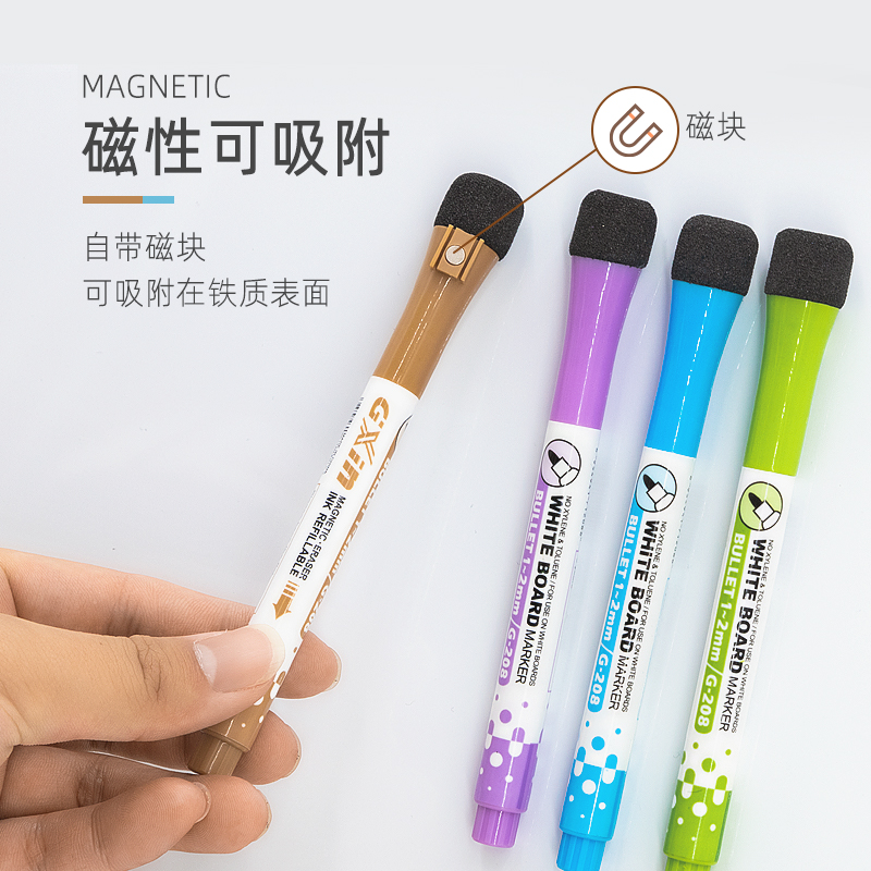 磁性可水洗八色彩色白板笔冰箱贴磁吸一套立体黑板笔装饰冰箱贴留