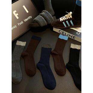 云感圈子秋冬覆古大地色棕色双针棉琥珀流光中筒堆堆袜百搭不勒腿