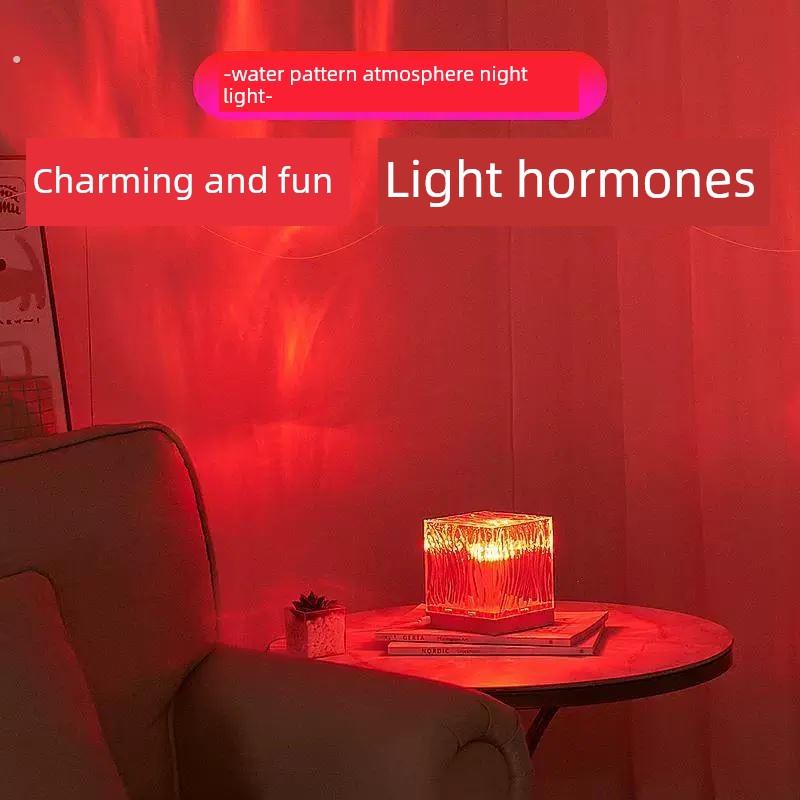 情侣晚上灯水波纹投影仪小夜灯卧室床头气氛围感夫妻情侣晚上情调