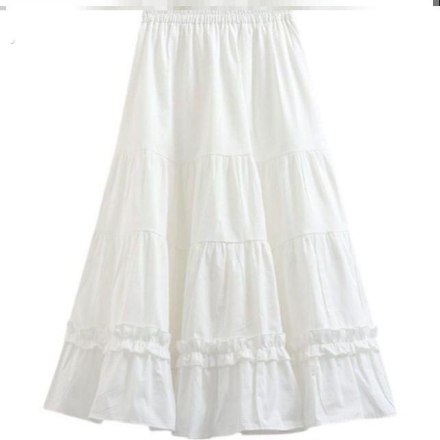2025新款春夏白色显瘦半身裙女中长版蓬蓬蛋糕裙A字裙高腰百褶裙