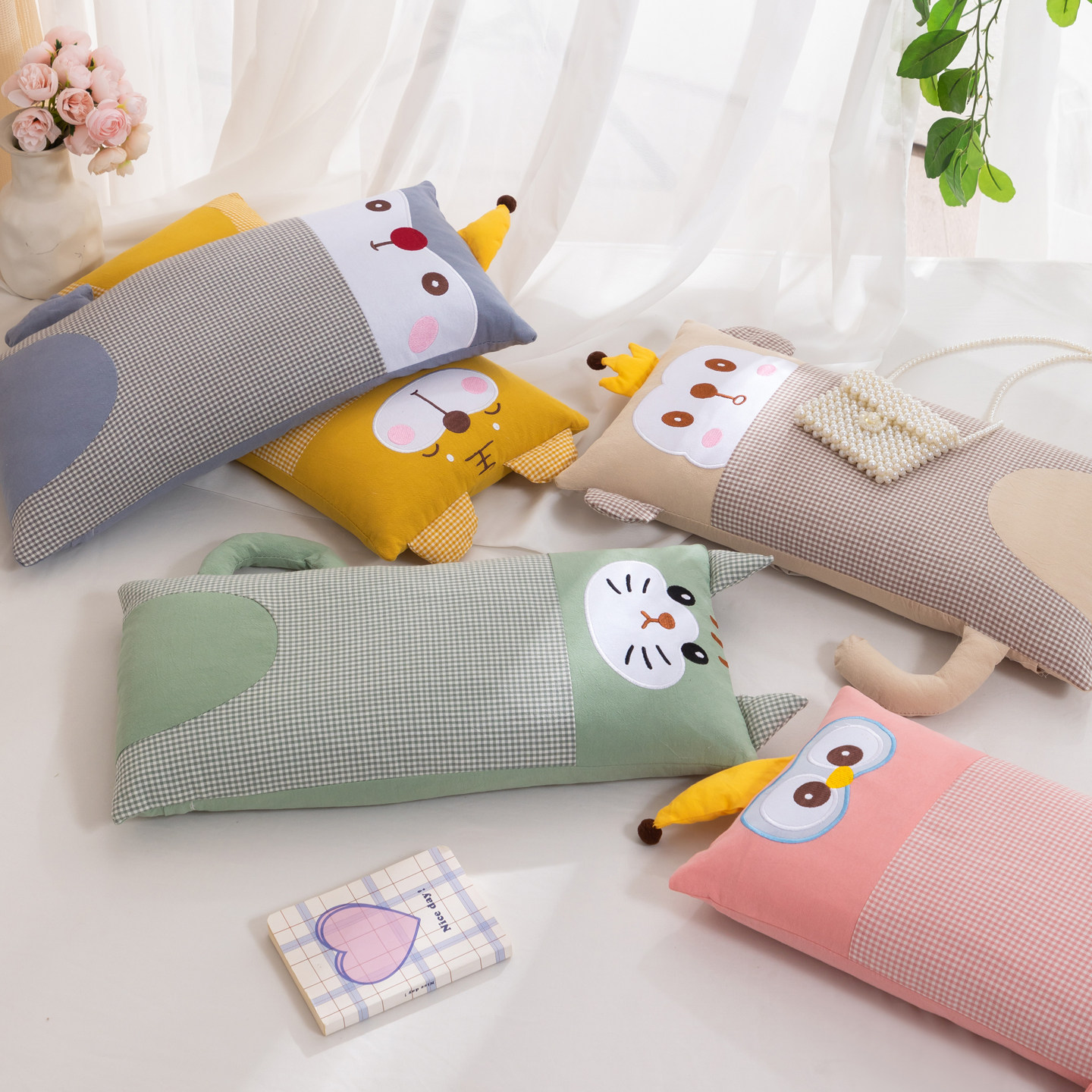 全棉可爱荞麦壳枕头卡通萌宠儿童系列护颈椎枕芯家用幼儿园助睡眠
