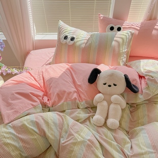 学生宿舍床上三件套100纯棉全棉儿童四件套床单被套被罩男女生夏4