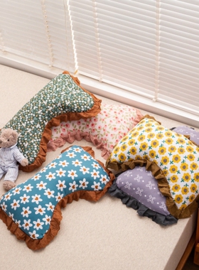 新款韩式荷叶花边荞麦枕纯棉枕套全荞麦壳护颈椎枕家用可拆洗枕芯