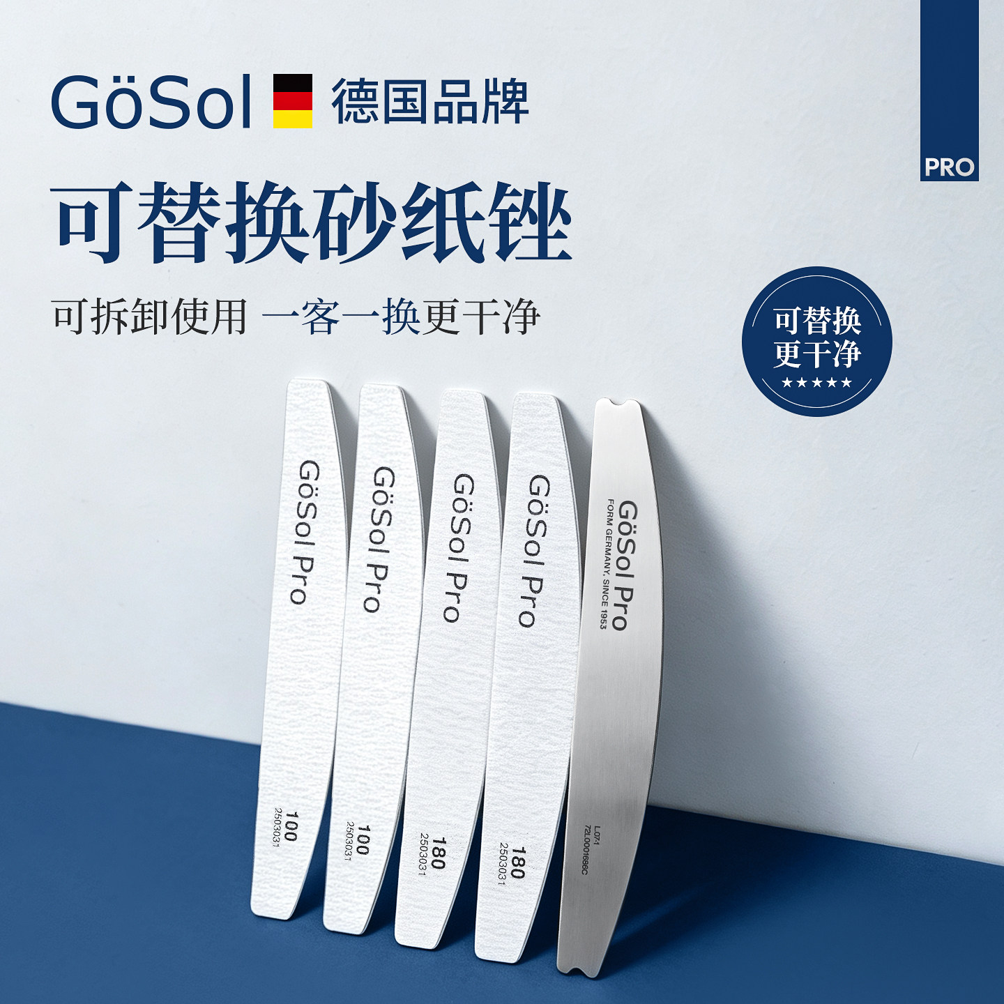 GoSolPro双面可替换美甲砂纸锉