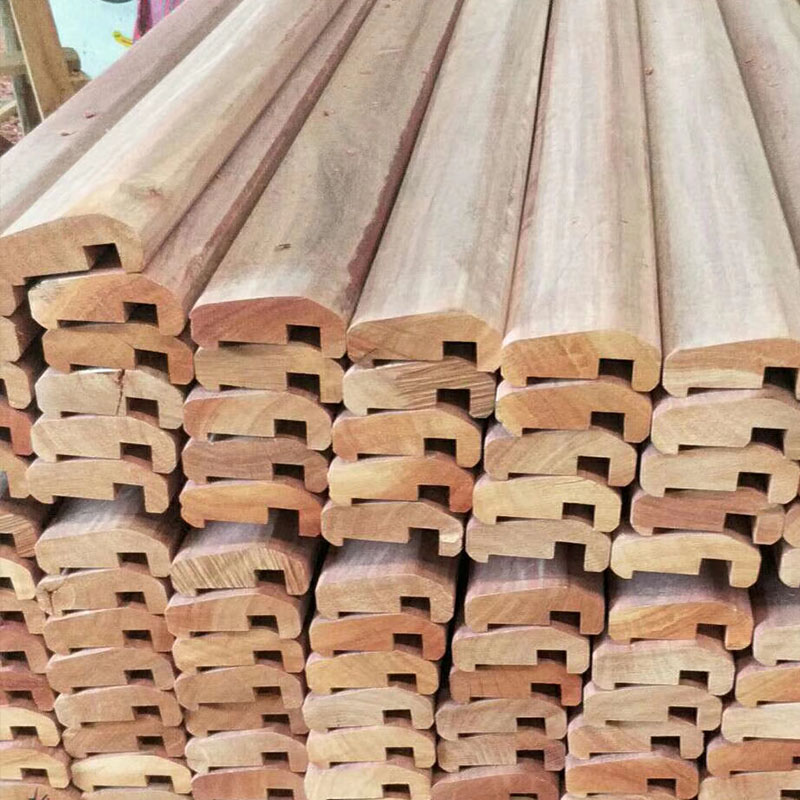 户外菠萝格防腐木扶手异形楼梯栏杆护栏室外河道实木柳桉木定制