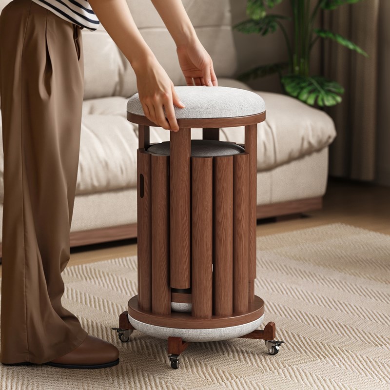 三梦实木凳子家用组合圆凳可叠放叠叠乐餐桌备用板凳收纳堆叠椅子