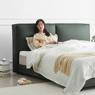 支吾有雙皮藝床現(xiàn)代簡約輕奢臥室雙人實木床架真皮床頭主臥大床