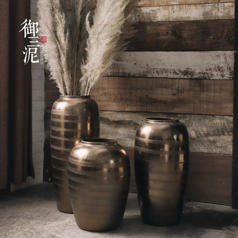 干花花瓶陶瓷复古手工落地花瓶陶罐坛子花器家居装饰客厅插花摆件,家居饰品,花瓶,淘宝优惠券,粉丝福利购,淘宝优惠卷