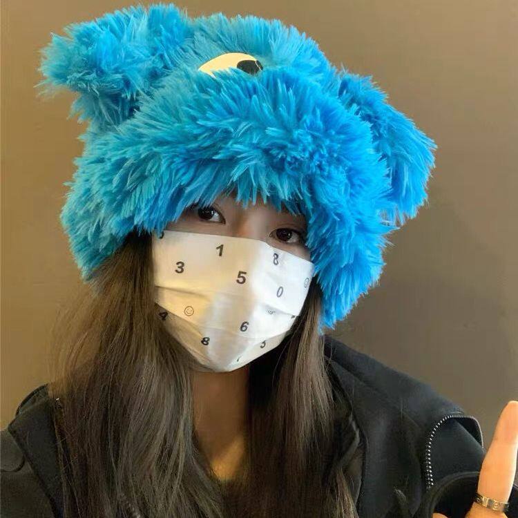 搞怪卡通小狗套头帽女眼镜长耳朵秋冬加厚护耳保暖日系毛绒帽子女