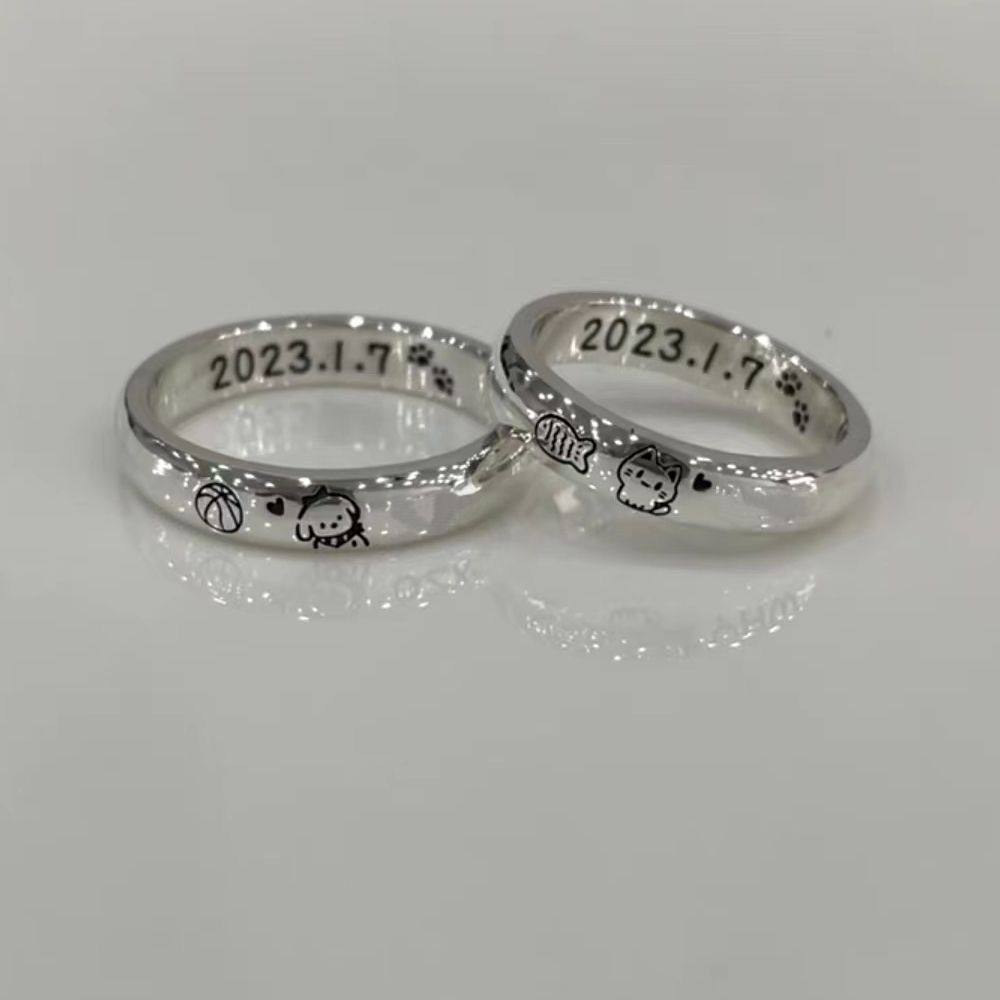 小猫小狗情侣闺蜜戒指ins