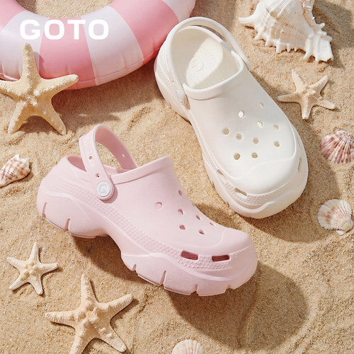 GOTO厚底洞洞鞋女款防滑沙滩鞋