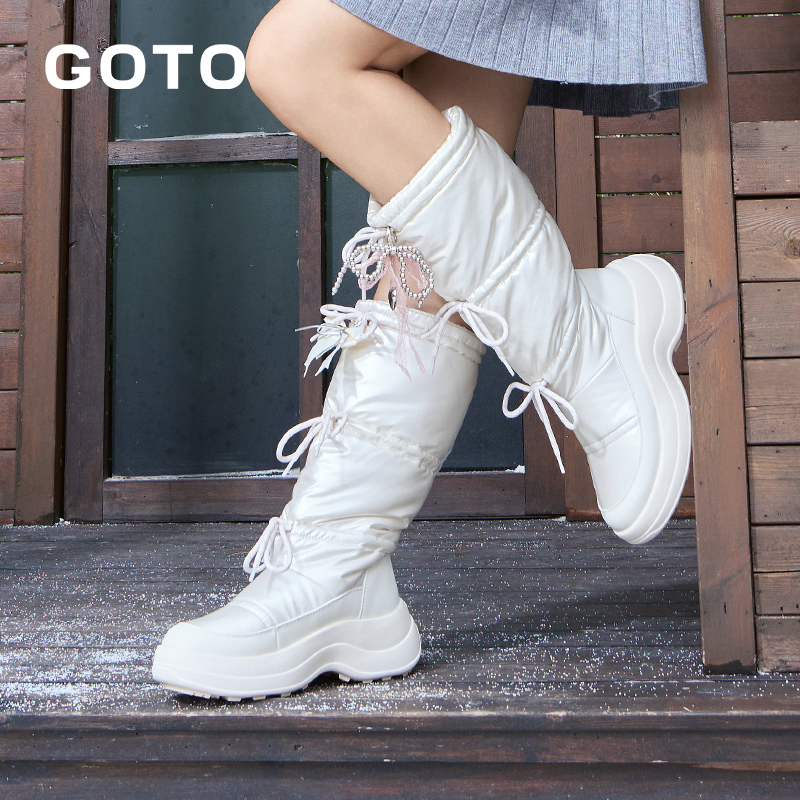 GOTO新品高筒厚底雪地靴防水防滑