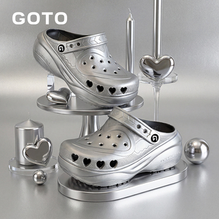 【2026春季新色】GOTO桃心洞洞鞋女款厚底增高防滑防臭外穿凉拖鞋