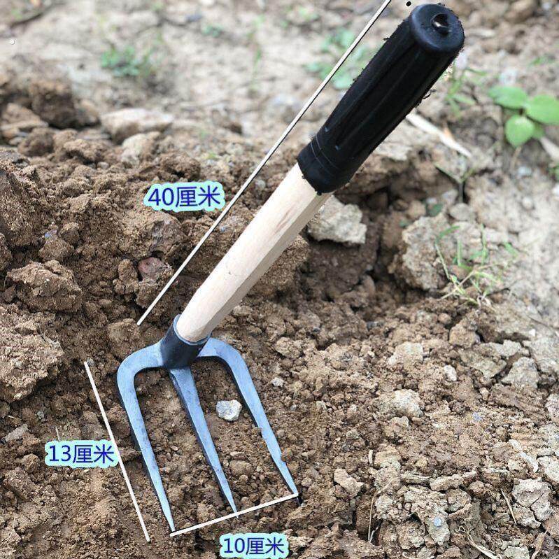 小洋镐锄头家用种菜松土平头尖头锄三齿耙二爪耙子搂沙草赶海神器