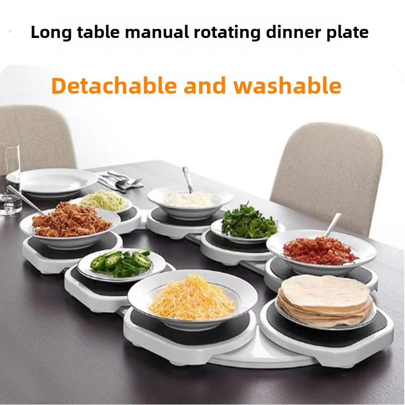 便携式旋转餐桌托盘长桌子转盘家庭餐桌旋转托盘便携式餐盘底座