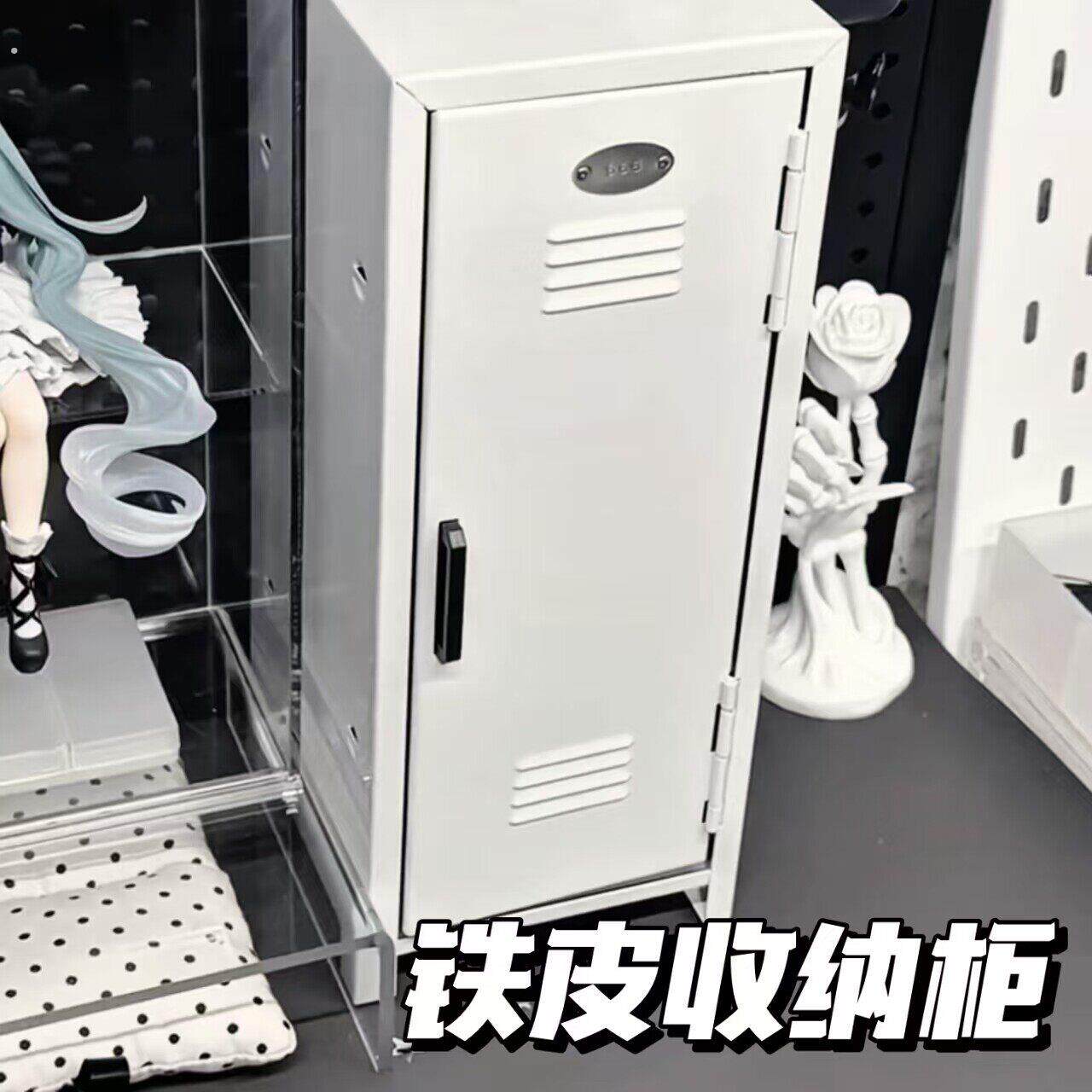 高颜值小型铁皮加厚分层收纳柜家用简约收纳柜带锁整理柜精致收纳
