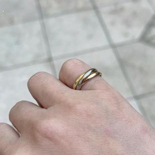 自律尾戒小众设计三环三色戒指尾戒女小指超小号尺寸设计师独特小