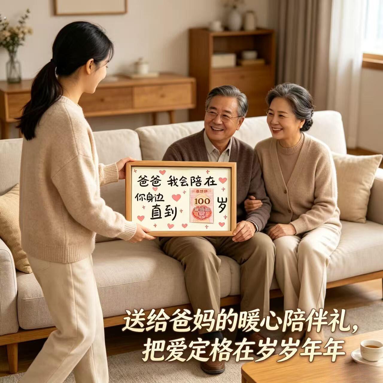 爸爸妈妈我会陪你到100岁父亲节暖心相框送爸爸妈妈中老年适用生