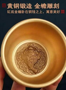 【老师推荐】纯黄铜百福缸聚宝盆家居摆件 高档精美饰品百福纳财