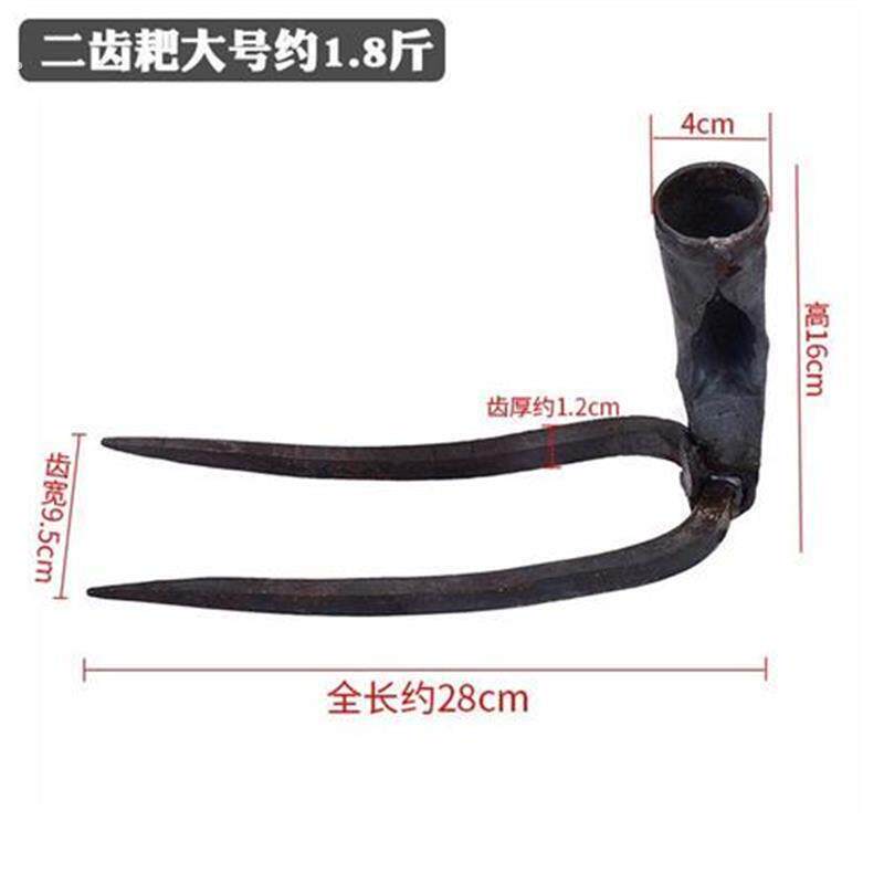 锻打长柄铁耙子2二齿3齿耙钉耙菜园除草松土园林大小耙子弹簧钢