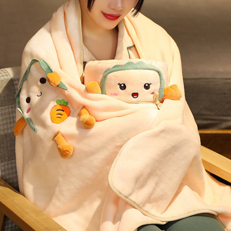 卡通法兰绒珊瑚绒毯子毛毯办公室小毯子宿舍空调午睡毯便携卷毯