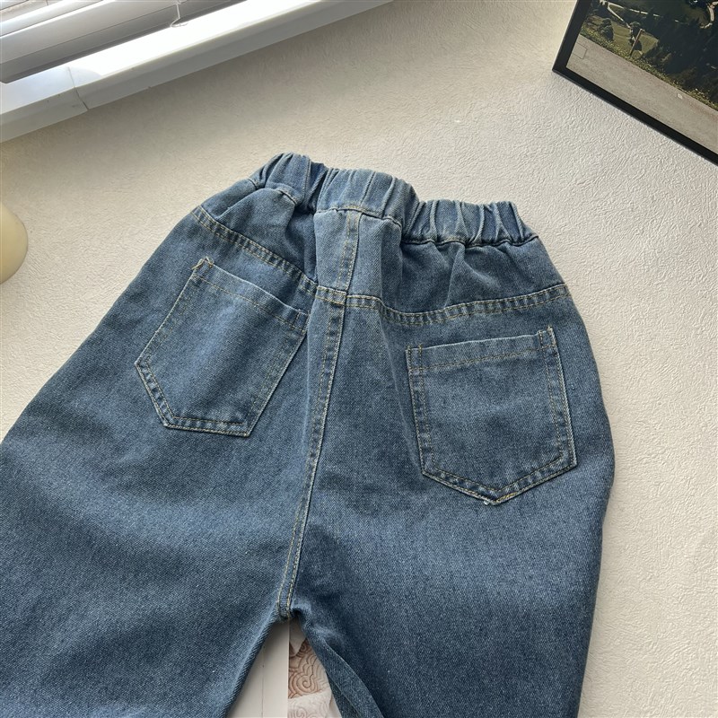 30A直筒阔腿春款男童女童儿童裤子中大童装宽松休闲洋气牛仔裤