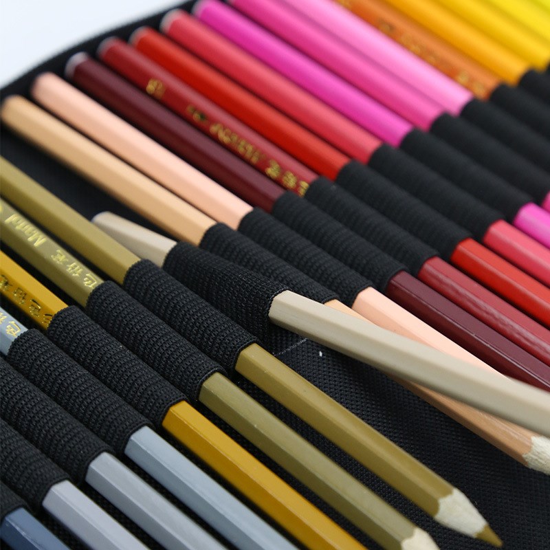 折叠式笔帘彩铅收纳包帆布笔袋美术生专用素描铅笔收纳袋卷笔袋美