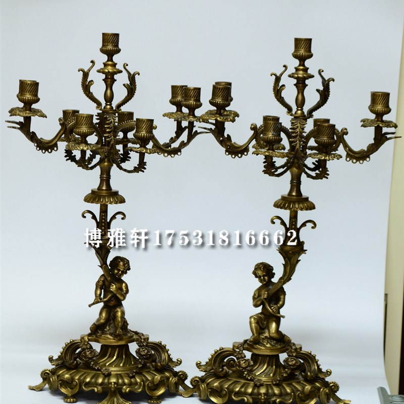 蜡台古典家居摆件纯铜老式蜡烛台灯欧式样板间壁炉摆件古典单只价