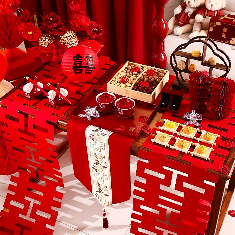 订婚宴摆台全套客厅茶几摆件装饰婚礼敬茶场景装扮结婚房布置套装