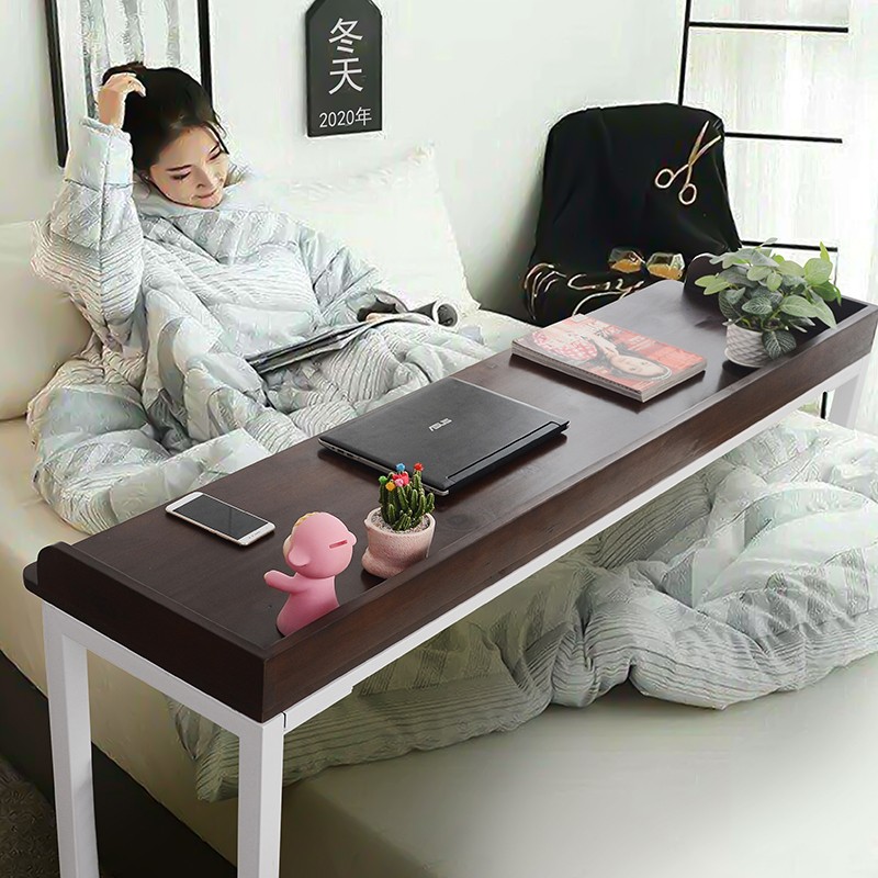可移动床上双人电脑桌家用月子护理桌床边书桌懒人跨床桌实木书桌