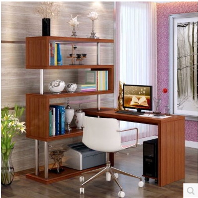 旋转电脑桌书桌书架组合台式桌家用书柜办公桌简约转角学习桌