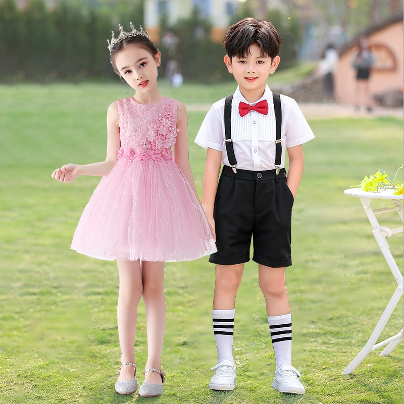 六一儿童演出服男童小学生女童粉色舞蹈裙幼儿园毕业班服表演服装