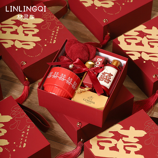 林灵柒中式婚礼新娘伴手礼女伴娘伴郎结婚礼盒空盒子宾客婚宴高级